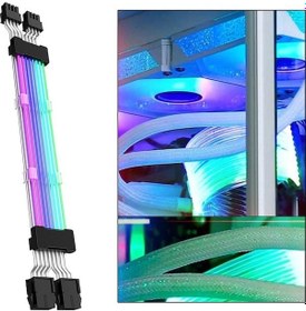 Resim Ximistore9 Argb Işık Senkronizasyonlu 2x8p Ana Kart Uzatma Kablosu - Renkli Işık Efektleri İçin Siyah Adaptör 