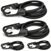Resim 4 adet/2 adet Siyah Elastik Halat Bungee Kordonları Metal saç tokası ile - Dayanıklı, Hava Koşullarına Dayanıklı Çelik Kaplama Donanımı Kampçılık, Bisiklet, Katlanır Araba, Bagaj Kilitleri ve Güvenli Bağlantı, Kamp Aksesuarları, Bungee Kordon Tasarımı, Sağlam Metal Bağlantılar 