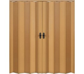 Resim Faran Dekorasyon 215 x 215 Meşe Renk Camsız Çift Açılım Pvc Akordiyon Katlanır Kapı FRNAKMODEL-199 