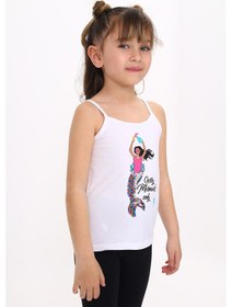 Resim Toontoy Kids Toontoy Kız Çocuk Deniz Kızı Baskılı Pul İşlemeli Atlet Beyaz 