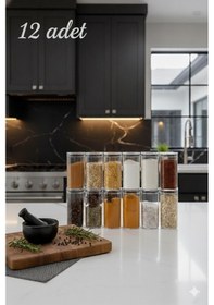 Resim Ny Home 12'li Vakum Kapaklı Baharatlık Seti Şeffaf 