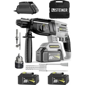 Resim Steiner Germany Technology 88 V 5 Ah Kömürsüz Motorlu Çift Akülü Kırıcı Delici Darbeli Matkap 