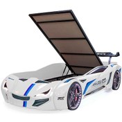 Resim Setaymobilya Arabalı Yatak, Beyaz Mercedes Full Ledli Bazalı Arabalı Yatak 
