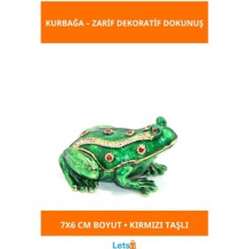Resim Swarovski Taşlı Zarif Tekli Kurbağa Figürü 7x6 Cm Yeşil 1 Adet 