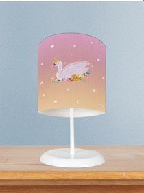 Resim Mekta Home Bebek Ve Çocuk Odası Çiçekli Kuğu Desenli Abajur 