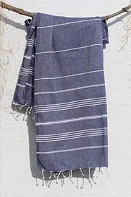 Resim %100 Pamuklu 100x180 Peştemal Plaj Havlusu Jakarlı LACİVERT 