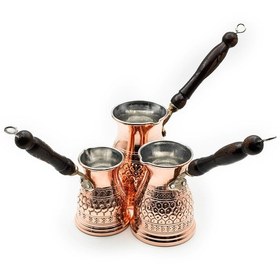 Resim Bakır Damlalı Cezve Seti 