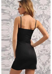 Resim Mikropolyamid Kumaşlı Askıları Çıkabilen Straplez Kısa Elbise Altı Kombinezon Siyah 