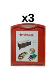 Resim 3'lü Türkay 32.5x26.5x1 Cm Saplı-oluklu Polietilen Kesme Tahtası Kesim Levhası Kırmızı 1237 