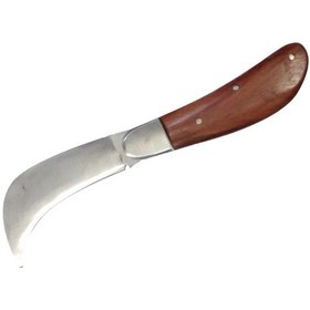 Resim Bursa Çelik Eğri Bağ / Kablo / Aşı Çakısı, Ahşap Saplı - 22 Cm 