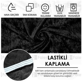 Resim Kaliteli Likralı Kadife Sandalye Örtüsü Sandalye Kılıfı Mutfak Sandalye Örtüsü Sandalye Koruma Tekli Siyah 