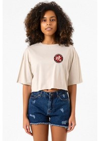 Resim One Piece Anime Ninja Org. N.s Bej Kadın Crop Tshirt Bej 