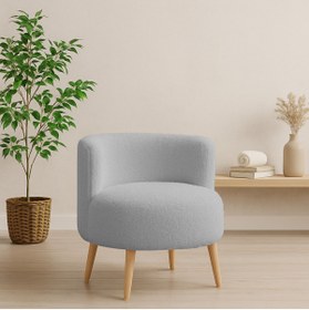 Resim Azra Mobilya Gri Sydney Teddy (Welsoft) Kumaş Modern Berjer – Demonte Ahşap Ayaklı, Konforlu Oturma Alanı 
