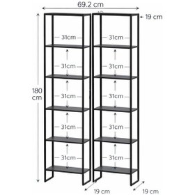 Resim 2'li 6 Raflı Dekoratif Kitaplık Atlantik Çam Kitaplık Ofis Ki... Barok 