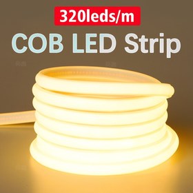 Resim 220V COB LED Şerit Işıkları, 50cm Esnek Yüksek Parlaklık LED Halat Işıkları 10W/m, Güç Kaynağı ve Anahtar ile Su Geçirmez IP65, Soğuk Beyaz 6500K Sıcak Beyaz 3000K, Çift Taraflı Bant ve saç tokası Kurulumu için Dış Mekan Bahçe, Koridor, Avlu, Ev Dekorasyonu 
