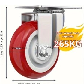 Resim Dashanshop 2 Adet 4 İnç Endüstriyel Frenli Döner Tekerlek Seti, Çift Bilyalı Rulmanlı 