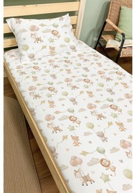 Resim Organik Tek Kişilik Lastikli Çarşaf Seti - Küçük Kaşifler Renkli 