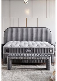 Resim Line Visco Yatak 200x200 Cm Çift Kişilik 28 Cm Visco Süngerli Yaylı Lüks Yatak Orta Sert Koyu Gri 