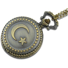 Resim Gogoey Köstekli Cep Saati Ayyıldız Türk Bayrağı Tasarımlı Cep Saati 