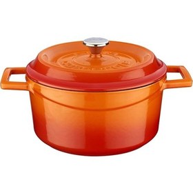 Resim Metal Döküm Yuvarlak Tencere, 20 Cm, Turuncu Çok Renkli 