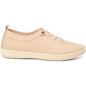 Resim Bej Hakiki Deri Anatomik Kadın Casual Ayakkabı 7230 Z Bej 