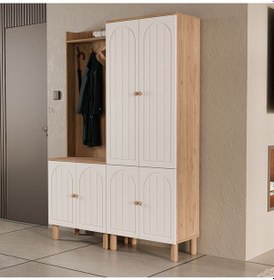 Resim Set 5072-5084 Rapsody 6 Kapaklı Membran 9 Askılı Bohem Portmanto Sepet-beyaz Beyaz - Meşe 