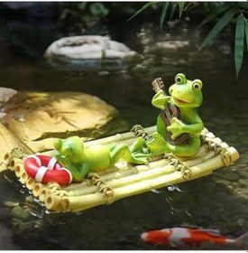 Resim Pazly Havuz Süsü Yüzen Kurbağa Heykeli - Şirin Su Yüzeyi Dekoru 