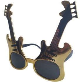 Resim Parti Gözlük Gitar Görünümlü Altın Gold Renkli Eğlenceli Komik Parti Gözlüğü Diğer 
