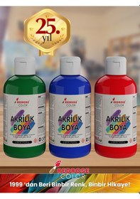 Resim Red Rose Yeşil-mavi-kırmızı Akrilik Boya 3'lü Set 3 x 250 G 