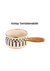 Resim Prime Cream Emaye Ahşap Saplı Sosluk / Sütlük 14 Cm Krem 