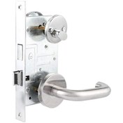 Resim Paslanmaz Çelik Koridor Tutma Kilidi Seti Yangın Acil Durum Koridoru Geçiş Yolu Kapı Kilit Kiti 