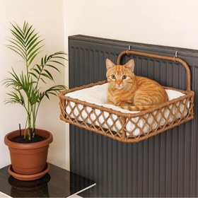 Resim Tasaryum Kedi Köpek Kalorifer Yatağı, Kedi Hamağı, Radyatör Yatağı Kahve 