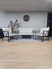 Resim Zafir Siyah Boyalı Bahçe - Balkon - Mutfak Çay Seti Takımı Bahçe Koltuk Takımı Krem 