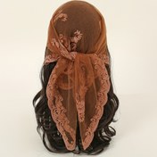 Resim 80.01cm Paisley Nakışlı Bandana Zarif Kare Şal Rahat Şal Paslı Kahverengi Başlık İnce Gaze Turban Hijab 