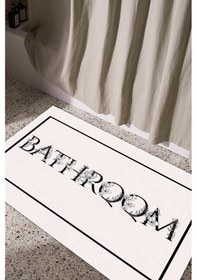 Resim Dijital Kaymaz Yıkanabilir Çiçekli Minimal Modern Bathroom Bath Banyo Paspası Banyo Halısı Seti Krem 60 Beyaz 