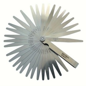 Resim 32 Bıçaklı Hissedici Ölçekler 0.001-0.04" (0.03-1.00mm) Konik Hissedici Ölçekler Paslanmaz Çelik Kalınlık Ölçekler Çift İşaretli SAE ve Metrik Dar Hissedici Ölçekler Boşluk Genişliği veya Kalınlığı Ölçmek İçin 