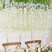 Resim 12 Paket Yapay Wisteria Çiçek Garlandları, Bahçe Stili Polyester Asılı Çiçekler, Tüyler Olmayan Evrensel Tatil Dekoru Düğün Partileri, Ev Bahçesi Açık Hava Törenleri için 