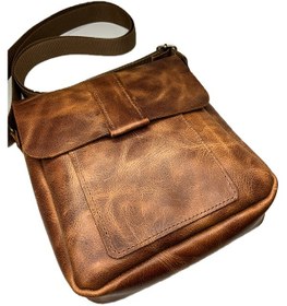 Resim Natderi Hakiki Deri Taba Unısex Omuz Çantası 20x25 Cm 