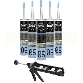 Resim Selsil Duşakabin Silikonu Şeffaf 280 Ml 5 Adet , Plastik Tabanca Şeffaf 