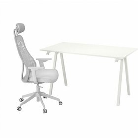 Resim IKEA TROTTEN/MATCHSPEL, oyuncu masası ve sandalyesi, beyaz-açık gri 