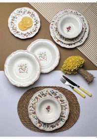 Resim Tabak Evi Fulya Food Garden Porselen Yemek Takımı 6 Kişilik 24 Pa 