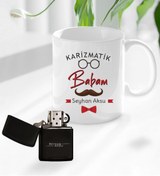 Resim Bk Gift Kişiye Özel Babalar Günü Hediyesi Karizmatik Babam Tasarımlı Kupa Bardak Ve Benzinli Çakmak Seti-1 
