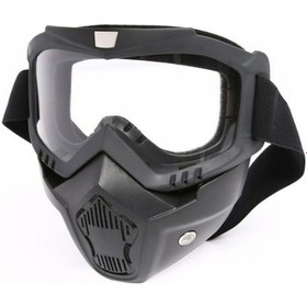 Resim Motosiklet Bisiklet Jet Kask Maske Süngerli Bant Lastik Şeffa Cam 