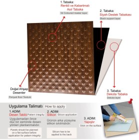 Resim 3 Boyutlu Duvar Paneli Kabartmalı Puantiye Desen Pvc 41X41 Cm/ 6 Adet /1 M² Teak 