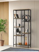 Resim Simge Dekoratif Ferforje Kitaplık 80x30x182 Siyah 