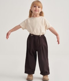 Resim Unisex Çocuk Gabardin Pilili Pantolon Kahve - 2-3 Yaş 