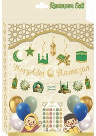 Resim Ramazan Temalı Etkinlik Takvimi Banner Tavan Sarkıt Balon Seti 24 Parça 