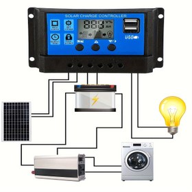 Resim Yüksek Güçlü Güneş Şarj Kontrol Cihazı 10A-100A PWM LCD Ekran, Çift USB Port & Otomatik Zamanlama - Verimli Enerji Yönetimi için 12V/24V Sistemlerle Uyumlu 