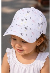 Resim Kitti 1-3 Yaş 50cm Kız Bebek Çocuk Yazlık Desenli Ayarlanabilir Şapka Kep Y2310003 Beyaz 