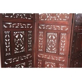 Resim Ahşap Maun Rengi El Oyması Paravan 